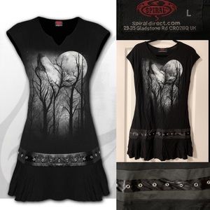 SPIRAL Forest Wolf Stud Waist Mini Dress